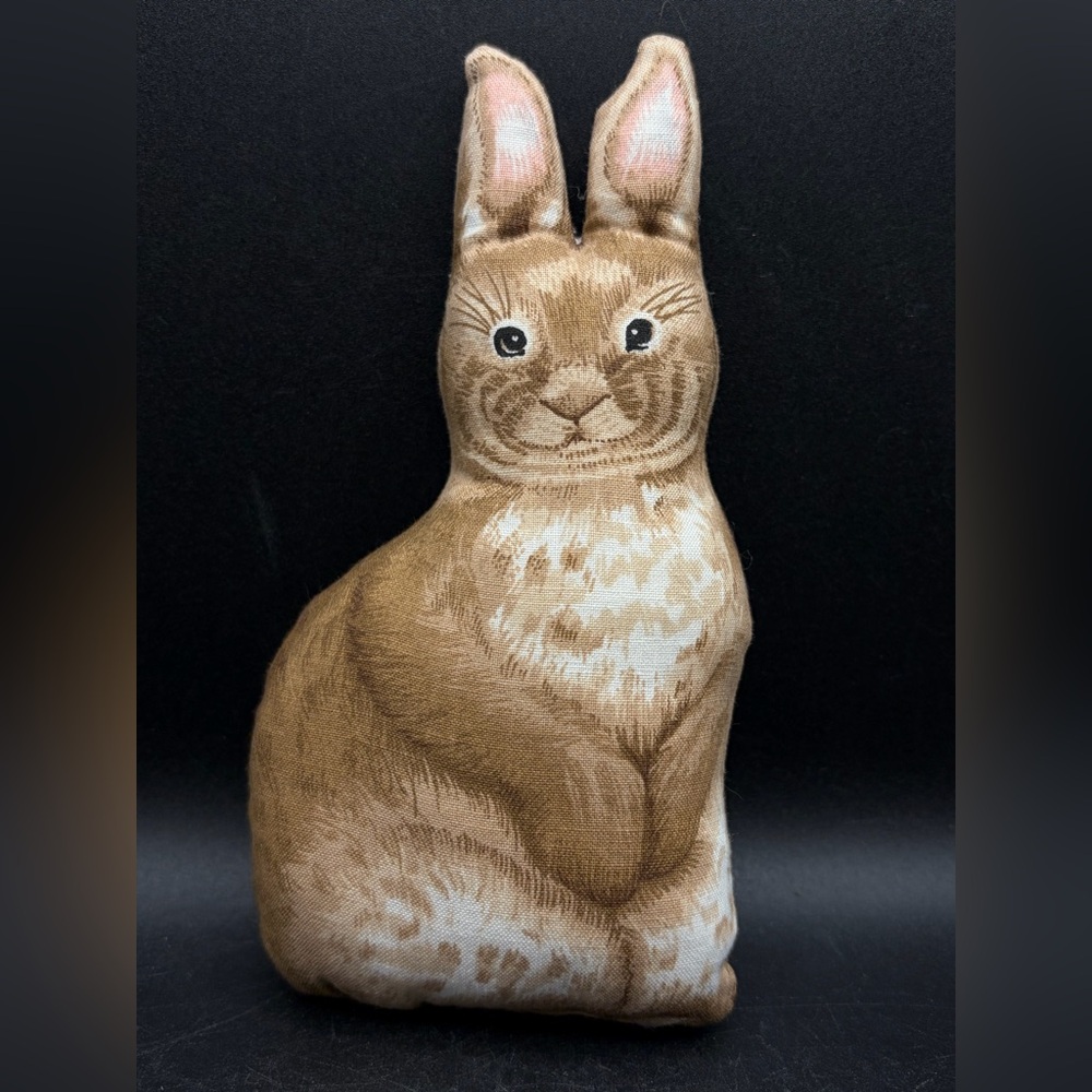Vintage Bunny Rabbit Hare Stuffed Fabric Throw Pillow Stuffy Cottagecore Decor
